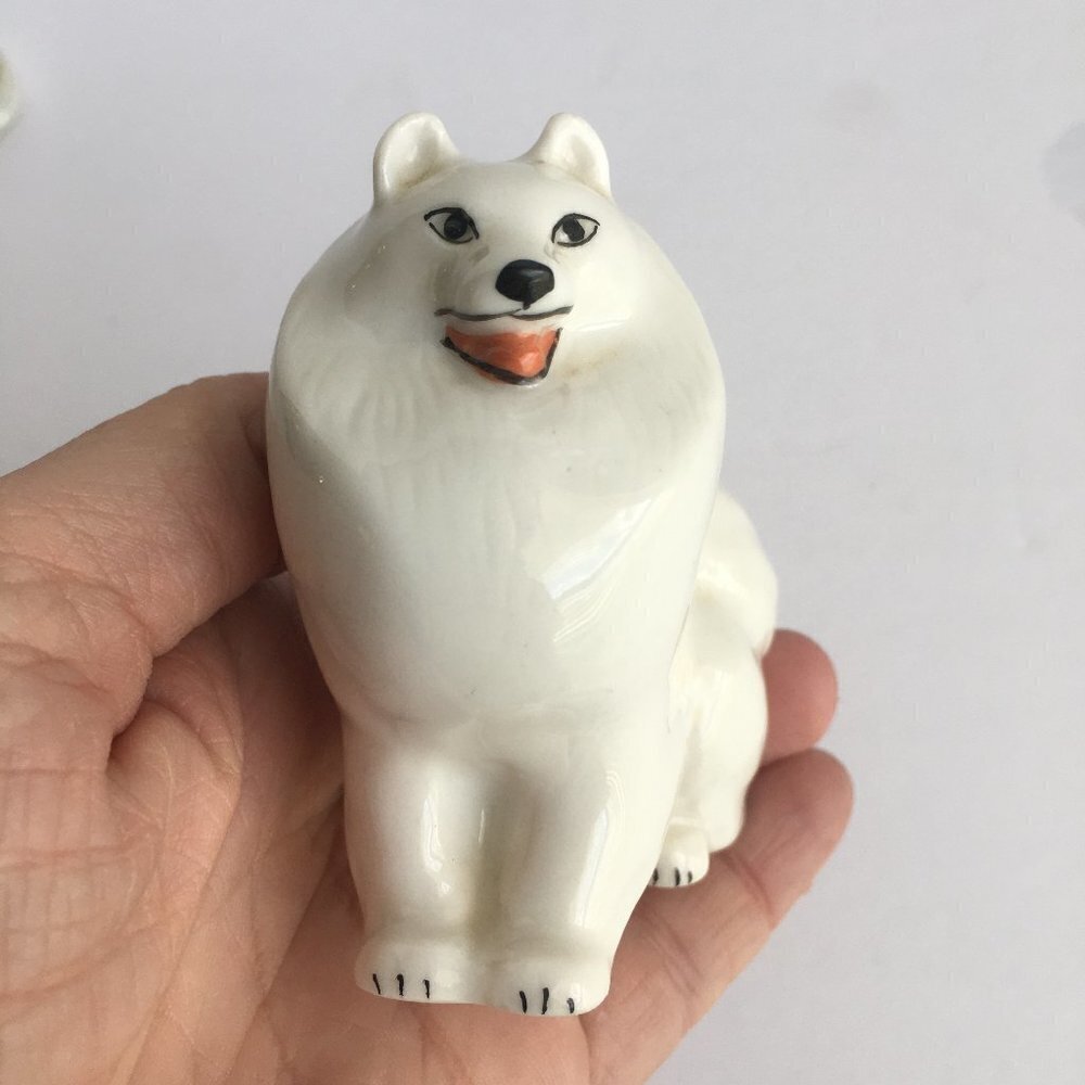 Vintage Dog Figurine Statue - Russian Japanese Spitz or Samoyed Made in USSR - Picture 6 of 9
